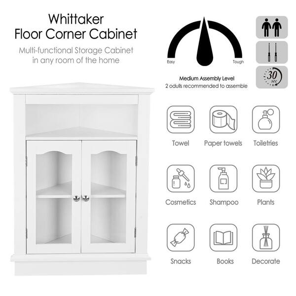 VECELO Space-Saving Corner Bathroom Storage Cabinet, 32.28 in