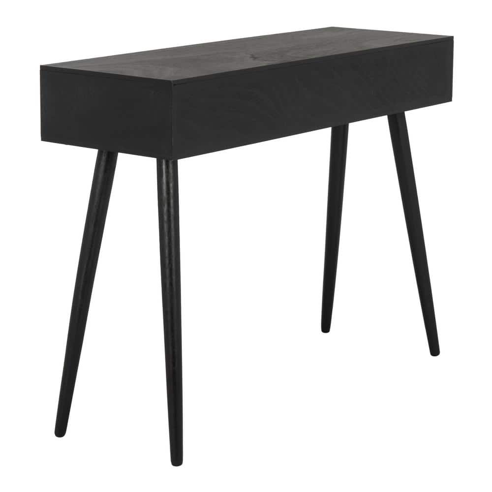 Transitional Black Rectangular Console Table with 3 Drawers