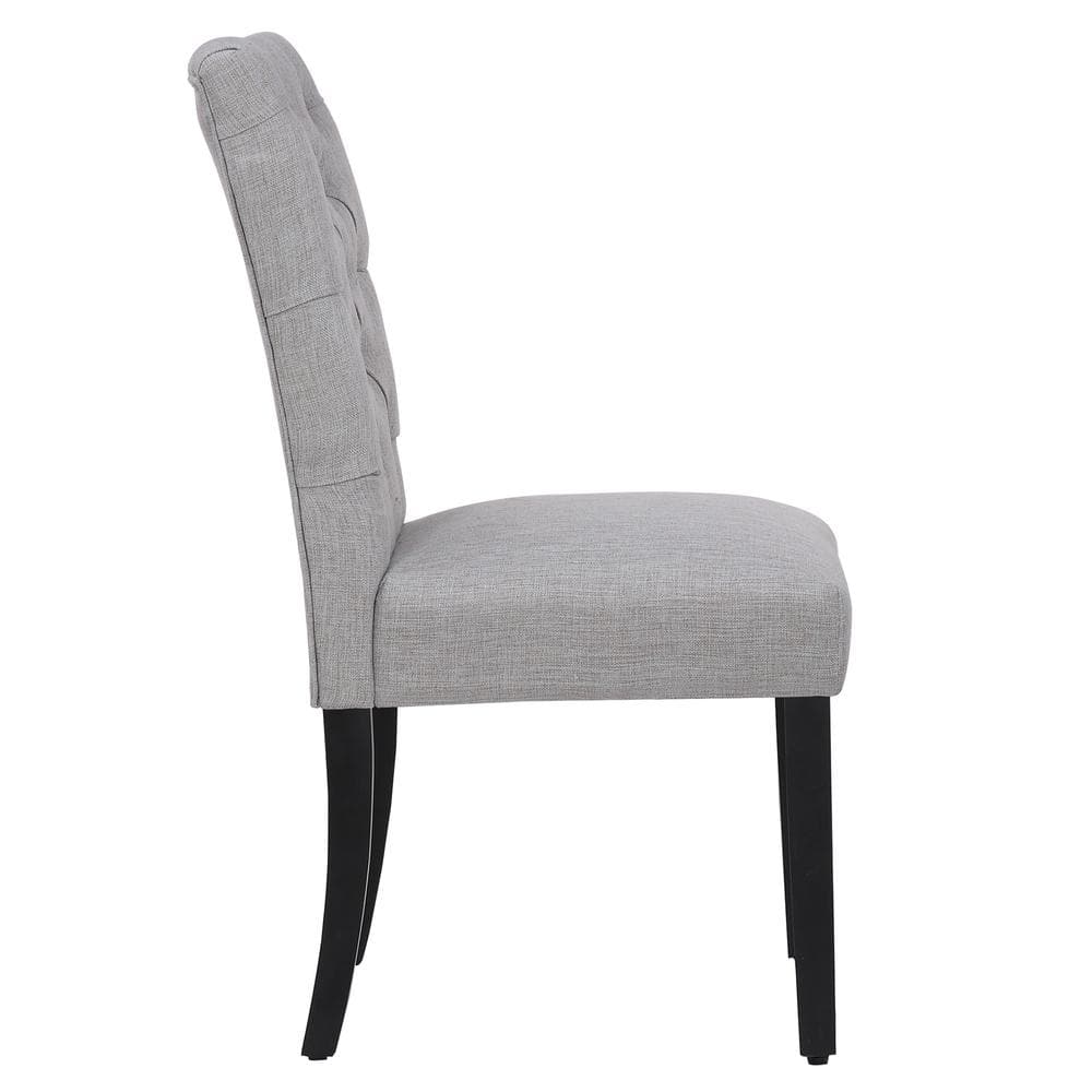 Gray Button Tufted Upholstered Armless Side Chair