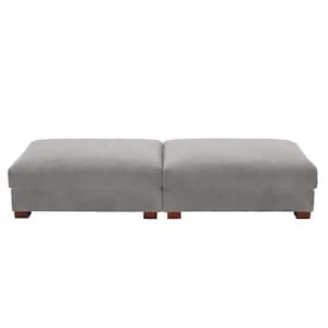 84.7 in. Light Gray Corduroy Fabric Rectangle Sectional Ottoman with Wood Legs