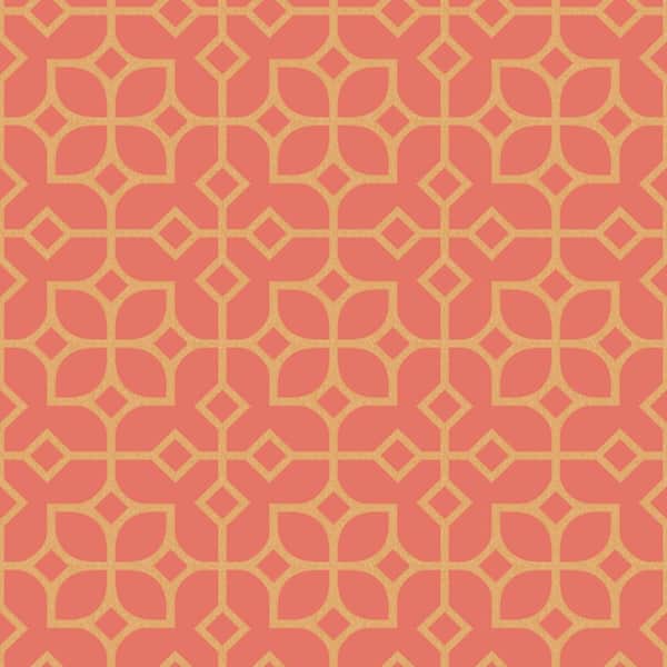 A-Street Prints Maze Orange Tile Orange Wallpaper Sample