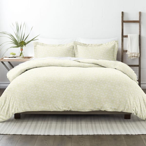 Becky Cameron Wheat Field Patterned Performance Ivory Queen 3-Piece Duvet Cover Set