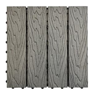 12 in. x 12 in. WPC Composite Interlocking Flooring Deck Tiles with Parallel Design in Granite (Pack of 11 Tiles)