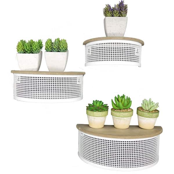 ADMIRED BY NATURE Floating 3-Tier Wall Wood Shelves for Bedroom, Living Room, Kitchen