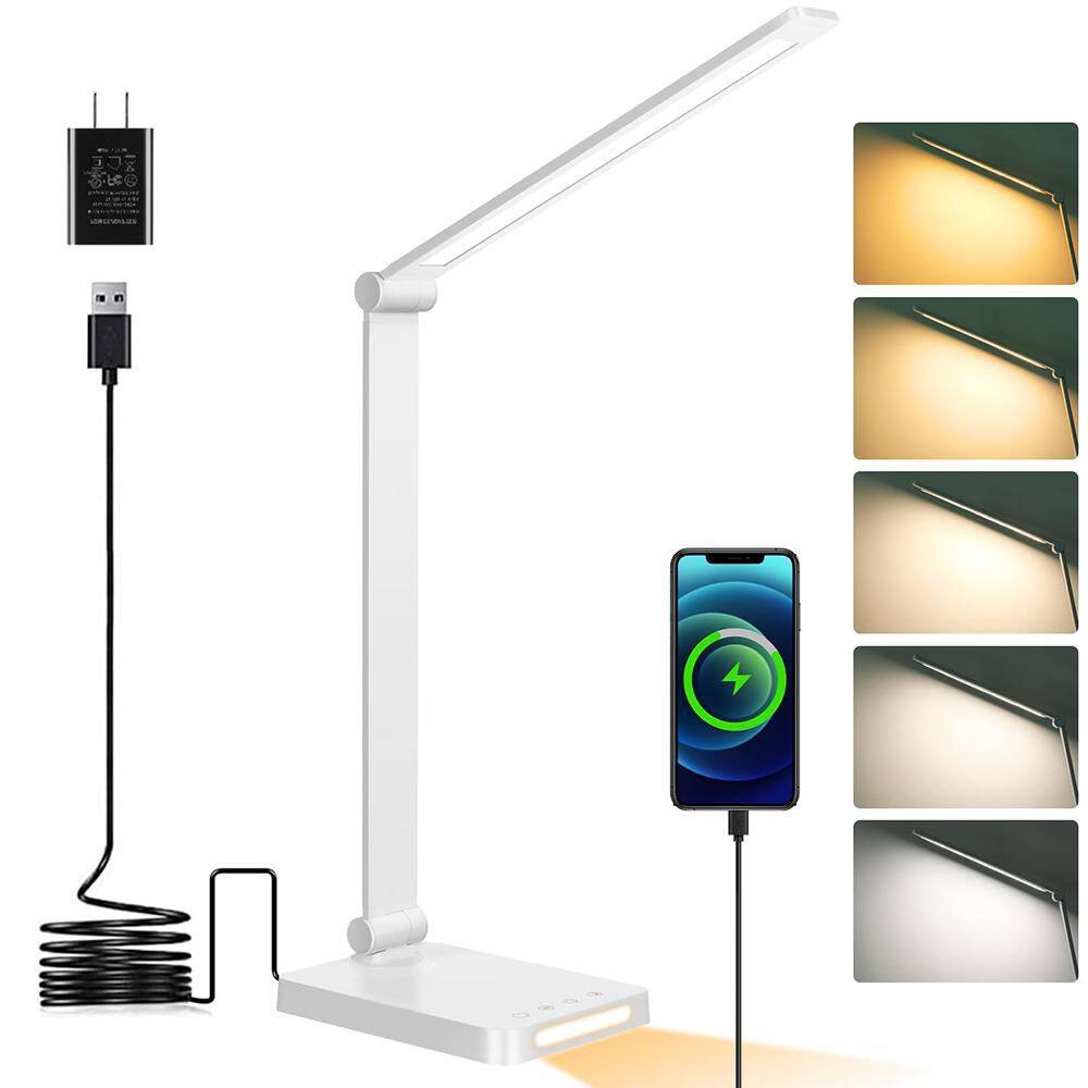 13 in. White LED Task and Reading Desk Lamp Touch Control Lamp-848