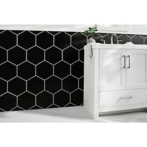 Glassel Nero Hexagon 9 in. x 10.5 in. Matte Porcelain Floor and Wall Tile ( 6.89 sq. ft./Case)