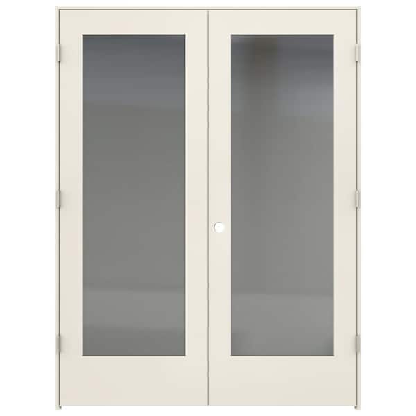 JELD-WEN 30 in. x 80 in. Tria Primed Left-Hand Mirrored Glass Molded Composite Double Prehung Interior Door