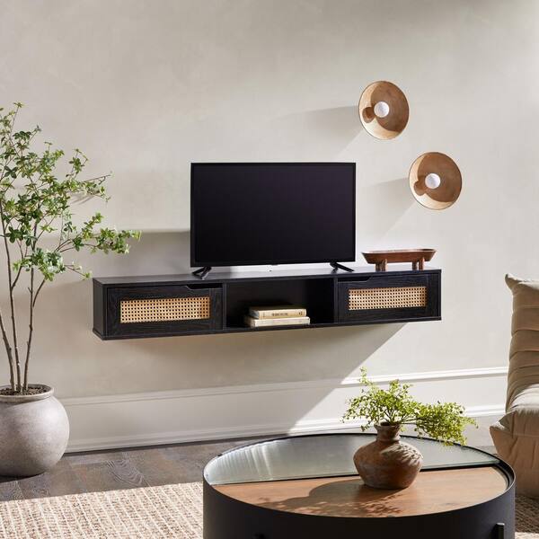 Walker Edison Furniture Company 58 in. Modern Black Wood