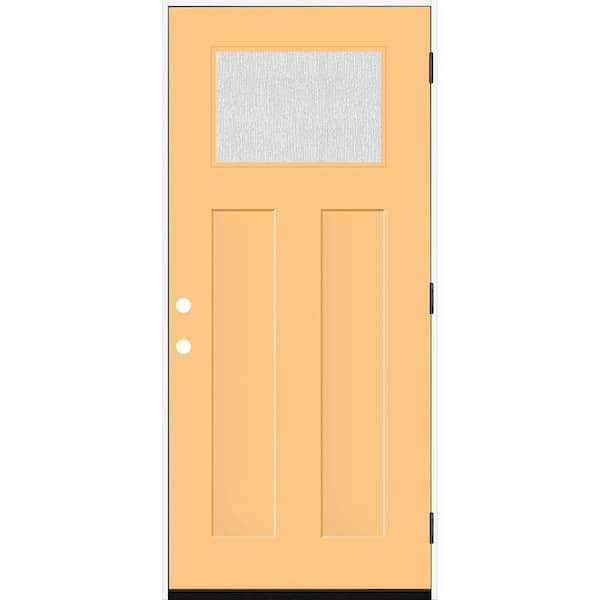 Steves & Sons Legacy 36 in. x 80 in. 1/4 Toplite Rain Glass LHOS Primed Jackfruit Finish Fiberglass Prehung Front Door