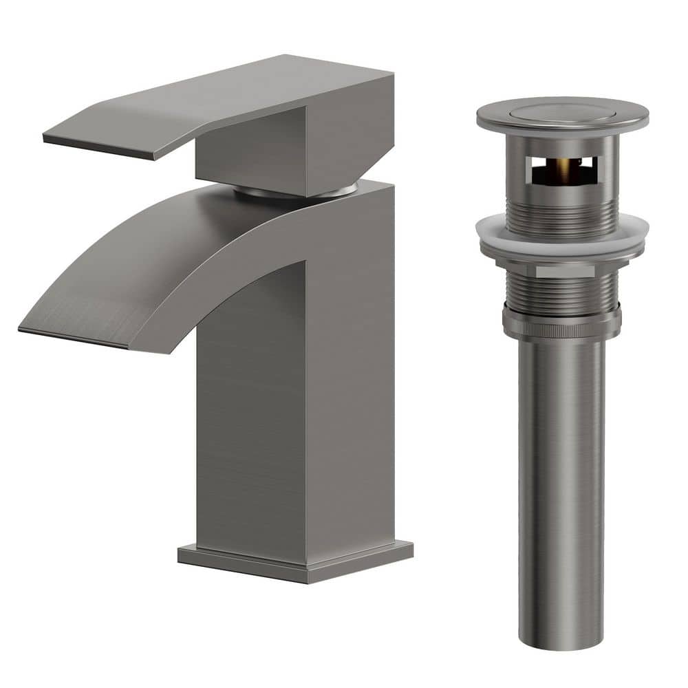 12 in. Waterfall 1-Handle Single Hole Bathroom Faucet with Pop-Up Drain and Stainless Steel 1.2 GPM in Brushed Nickel price history on PriceWatchPro