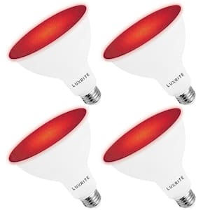 45-Watt Equivalent PAR38 LED Light Bulbs Flood Red Light Bulb 8-Watt Damp Rated UL Listed E26 Indoor Outdoor (4-Pack)