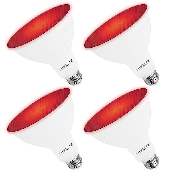 45-Watt Equivalent PAR38 LED Light Bulbs Flood Red Light Bulb 8-Watt Damp Rated UL Listed E26 Indoor Outdoor (4-Pack)