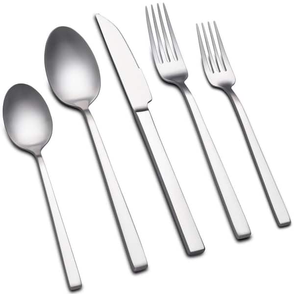Stainless Steel 1-Piece Matte Satin Flatware Set for 8, Modern Silverware Cutlery