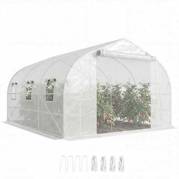 116.5 in. W x 135.8 in. D x 76.8 in. H Galvanized Steel PE White Greenhouse