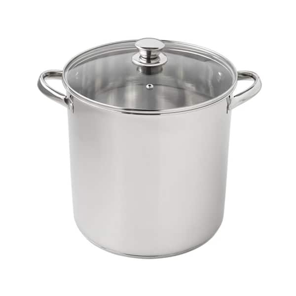 12 qt. Stainless Steel Stock Pot with Glass Lid, Induction Compatible,  Dishwasher Safe, Durable Kitchen Essential