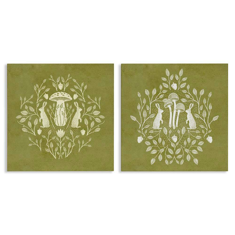 Boho Bunnies and Mushrooms by Katie O'Shea 2 Pieces Unframed Animal Graphic Art Print 24 in. x 24 in. price history on PriceWatchPro