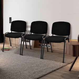 5 Pieces Elegant Conference Office Chair Set for Guest Reception with Anti-Slip Pads,Stackable-Black