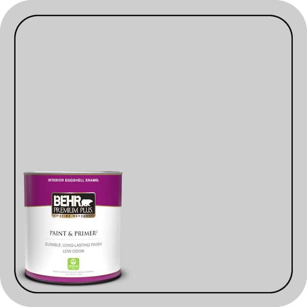 BEHR PREMIUM PLUS 1 qt. #770E-2 Silver Screen color Eggshell Enamel Low Odor Interior Paint & Primer