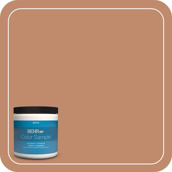 BEHR PREMIUM PLUS 8 oz. #240F-4 Tiny Fawn Satin Enamel Interior/Exterior Paint & Primer Color Sample