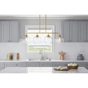 Vista Heights 4-Light Aged Brass Linear Island Pendant Light