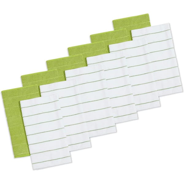 THE CLEAN STORE 15 in. x 25 in. Solid Lime/White Microfiber Hand Towels (12-Pack)