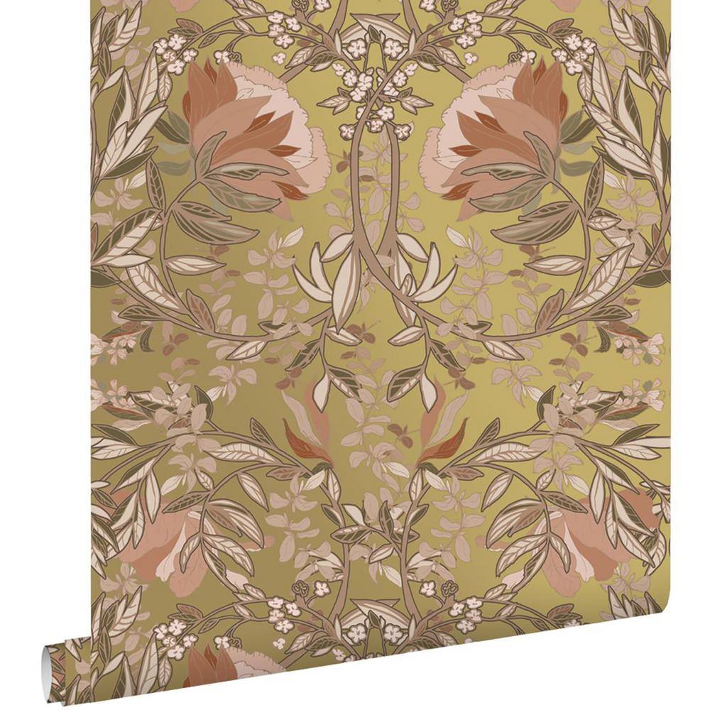 Ester Gold Art Nouveau Floral Non-Woven Wallpaper