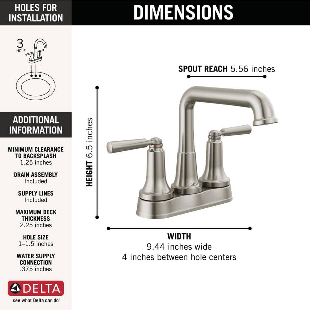 Stainless Steel Two Handle Centerset Bathroom Faucet