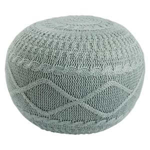 Hazel Seafoam Solid Round Polyester Pouf 20 in. x 20 in. x 14 in.
