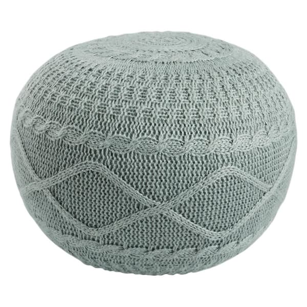 Jaipur Living Hazel Seafoam Solid Round Polyester Pouf 20 in. x 20 in. x 14 in.
