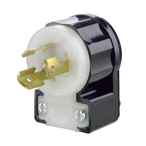 15 Amp 125-Volt Locking Grounding Angle Plug, Black/White