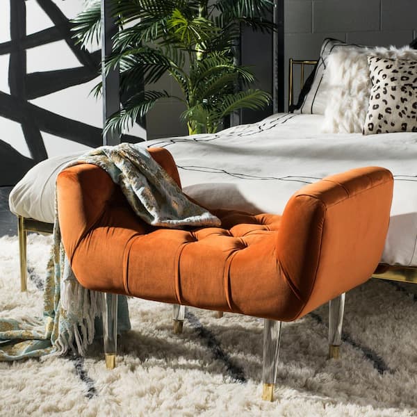 SAFAVIEH Eugenie Sienna/Gold Entryway Bench 34.84 in.