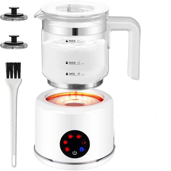 6 in 1 White Electric Milk Frother and Steamer 17oz Automatic Warm and Cold Foam Maker for Coffee,Latte, Cappuccino