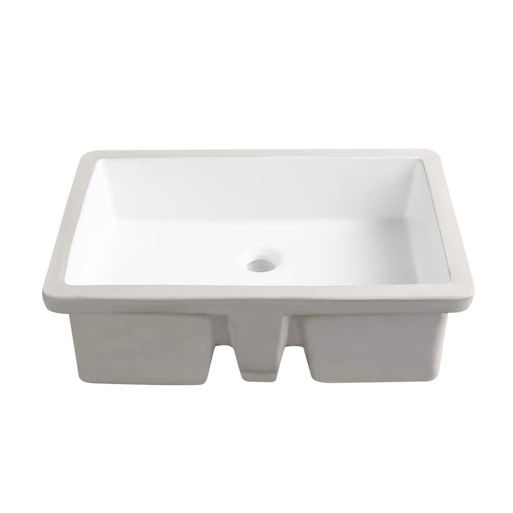DeerValley 22" White Ceramic Rectangular Undermount Bathroom Sink