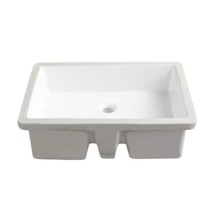 Ursa 21.77 in. Rectangular Undermount Vitreous China Bathroom Sink in White with Overflow Drain