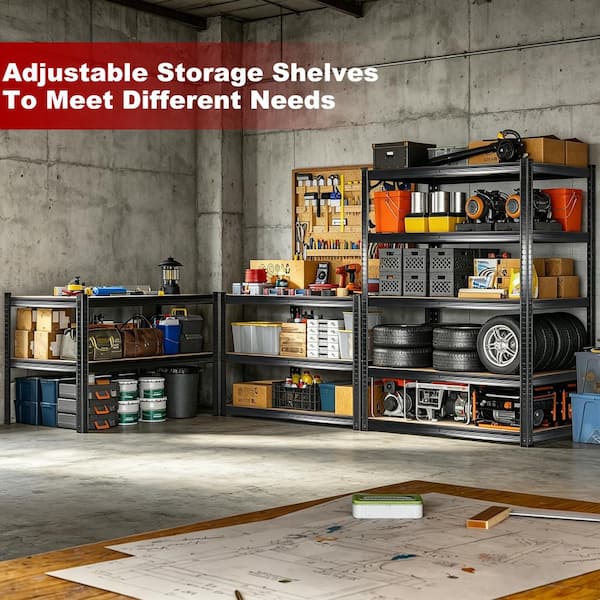 Siavonce 5-Shelf 2000 lbs. Capacity Garage Storage Shelves Pantry