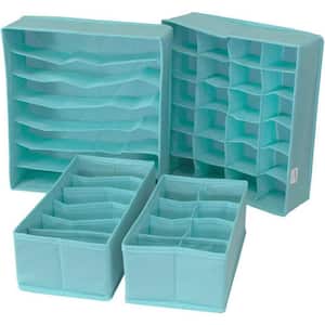 13.18 in. H x 3.54 in. W x 6.1 in. D Aqua Foldable Drawer Dividers Storage Boxes Cube Storage Bin (4-Pack)