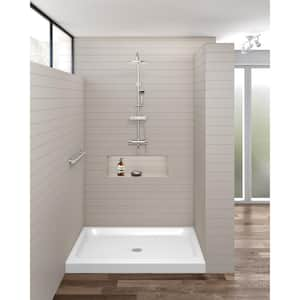 30 in. L x 60 in. W Alcove Threshold Shower Pan Base with Left Drain in White