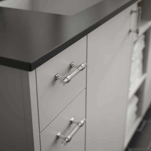 Acrylic Bar 3 in. (76 mm) Modern Polished Nickel and Clear Cabinet Drawer Pull