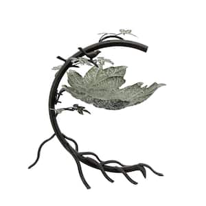 Galvanized Maple Leaf Iron Birdbath