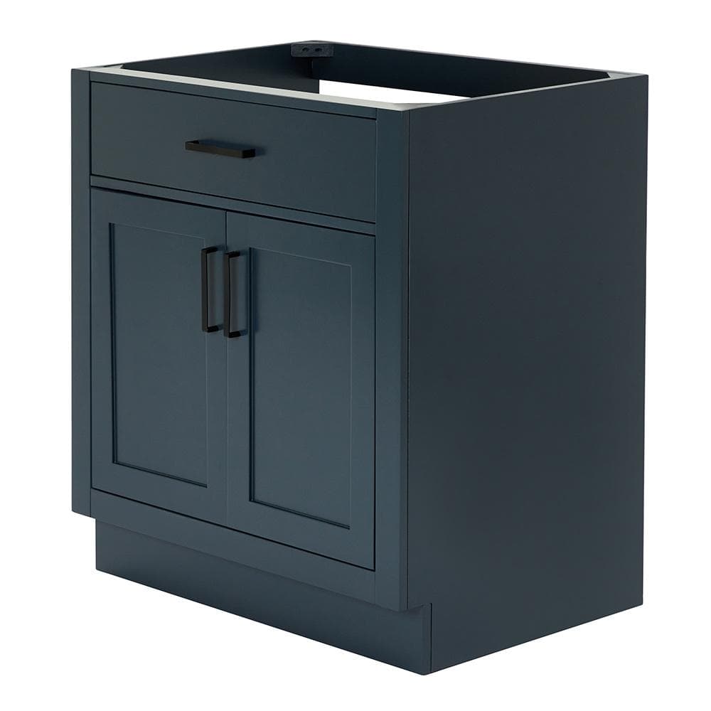 Midnight Blue Hardwood Single Freestanding Vanity Cabinet