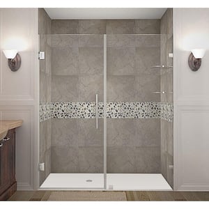 Nautis GS 68 in. x 72 in. Completely Frameless Hinged Shower Door with Glass Shelves in Chrome