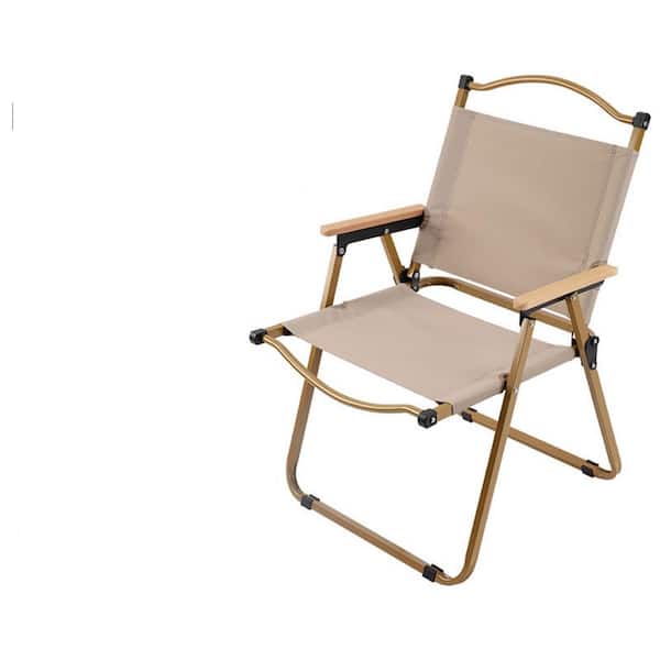 Outdoor Folding Chair, Fishing Chair Kermit Camping Chair Wood Grain Chair, for Beach, Garden, Beige