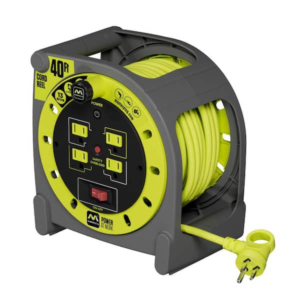 Masterplug Case Reel 40 ft. 14 AWG/3 13 Amp Extension Cord Reel with 4 Grounded Outlets