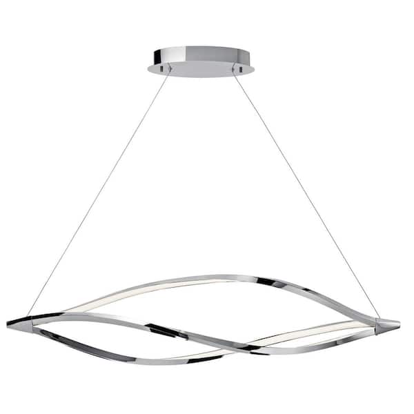 KICHLER Elan Meridian Integrated LED Chrome Contemporary Shaded Dining Room Pendant Hanging Light