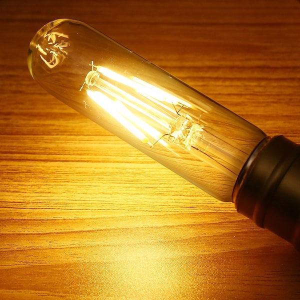 4-Watt 40-Watt Equivalent Edison T30 LED Tubular Bulb, Vintage Filament Design, Warm White 2700K, Dimmable, (4-Pack)