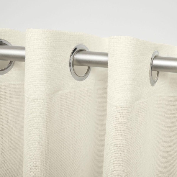 Miami Ivory Solid Sheer Grommet Top Indoor/Outdoor Curtain, 54 in. W x 108 in. L (Set of 2)
