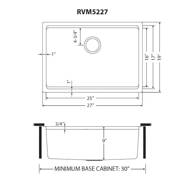 Ruvati Renaro 27 in. Undermount Single Bowl 16-Gauge Stainless