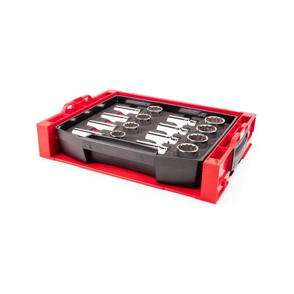 1/2 Inch Drive Shallow and Deep 12-Point Socket Set with Open Top Drawer and Rack, 16-Piece (1-1/16-1-1/2 in. )