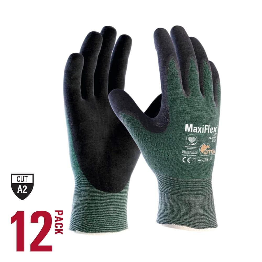 ATG MaxiFlex Cut Men's Large Green ANSI 2 Premium Nitrile-Coated