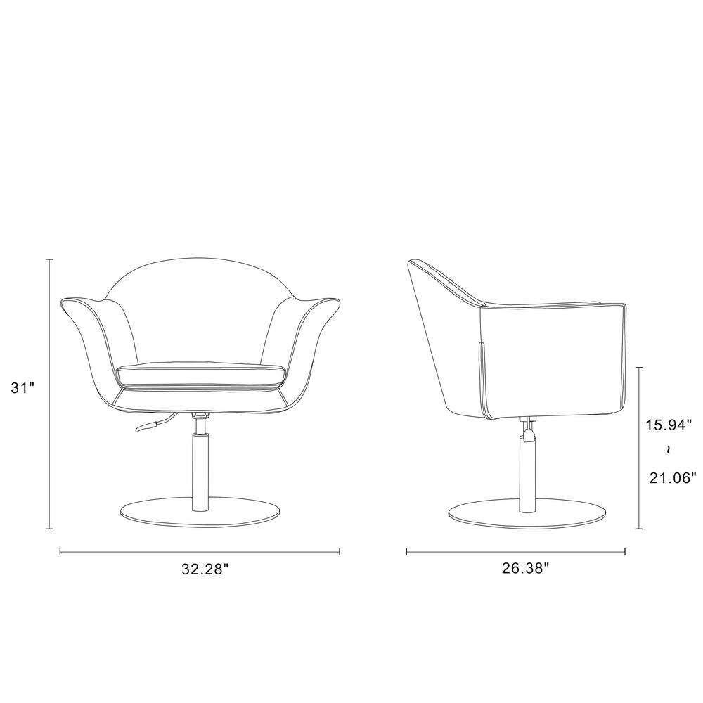 Barley Polyester Blend Swivel Accent Chair with Brushed Metal Base